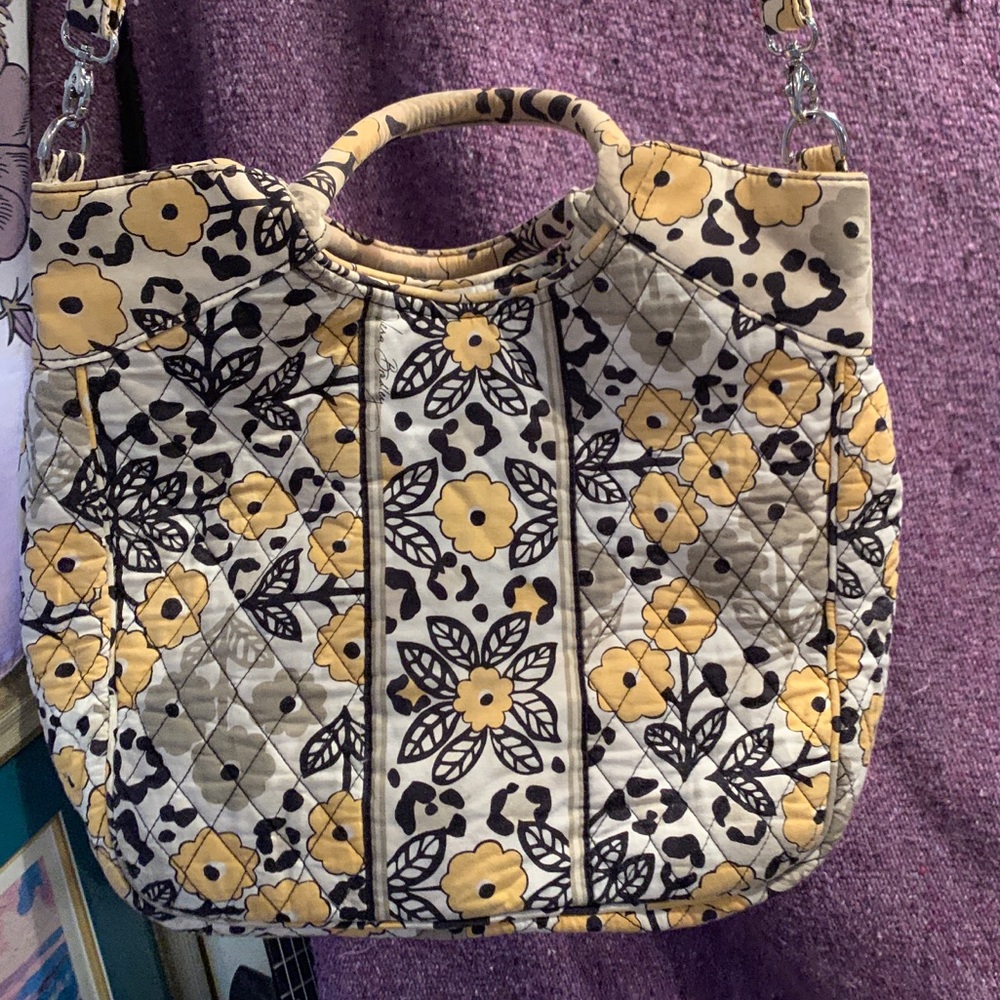 Vera Bradley Yellow Cheetah Floral Print Purse